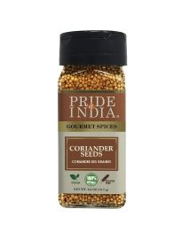 Pride of India – Coriander Seed Whole – Fresh & Gourmet Indian Whole Spice – Good for Curries/Meat/ Chicken – Easy to Use – 1.4 oz. Small Dual Sifter